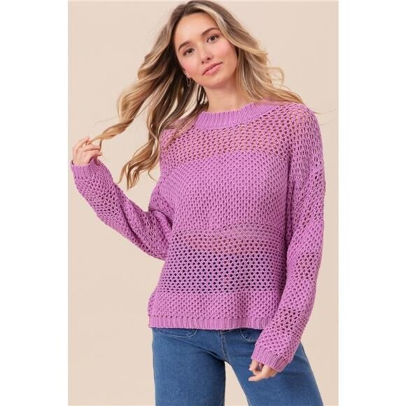 ✨NWT BiBi Openwork‎ Long Sleeve Knit Top - Picture 5 of 6